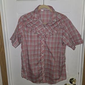 Vintage Ely Country Charmers Shirt Pearl Snaps Ruffle Womens Size 16